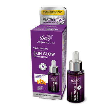 Iba Advanced Activs Youth Preserve Skin Glow Power Serum 30ml with Vitamin C Serum For Glowing Skin (15% Vitamin C Extracts) | Fades Dark Spots | For Uneven & Dull Skin | Quick Absorbing